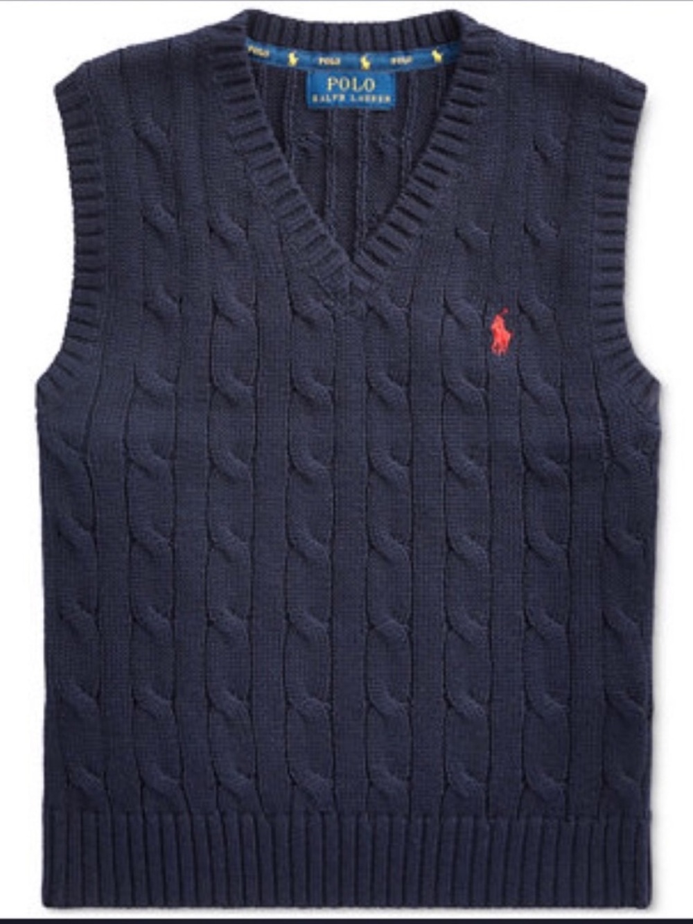Polo Ralph Lauren Sweater Vest Size 6 Boy’s Cable Knit Navy Blue